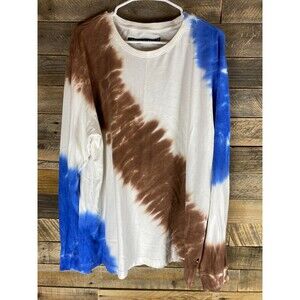 Edgar & Ash Unisex Adult  Sz XL Brown & Blue Long Sleeve Tie Dye T-Shirt